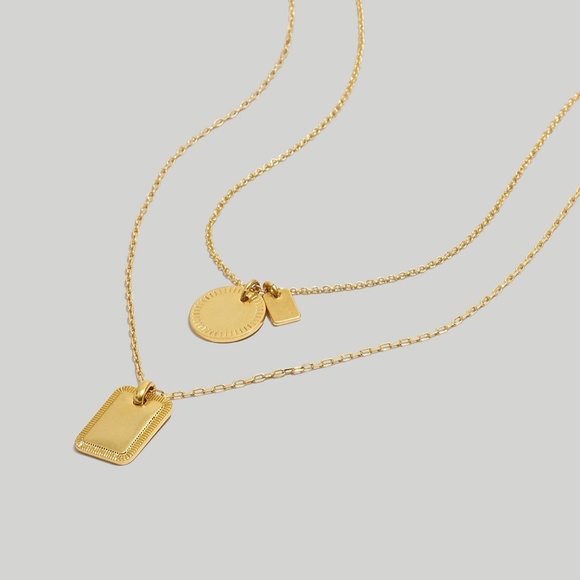 New MADEWELL Etched Coin Necklace Set in Vintage Gold - Picture 3 of 4